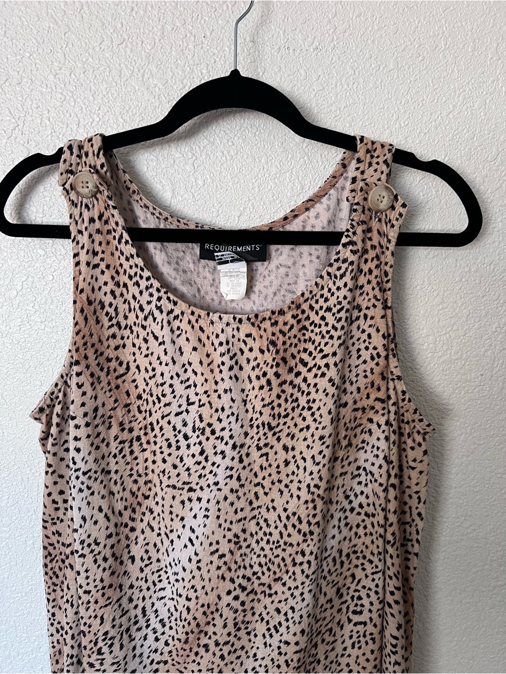 Requirements Beige and Black Sleeveless Maxi Dress with Animal Dot Print sz leg - Picture 7 of 7